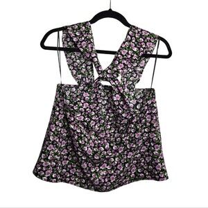 Zara Ditsy Floral Satin Sleeveless Blouse Feminine Tank Top XS